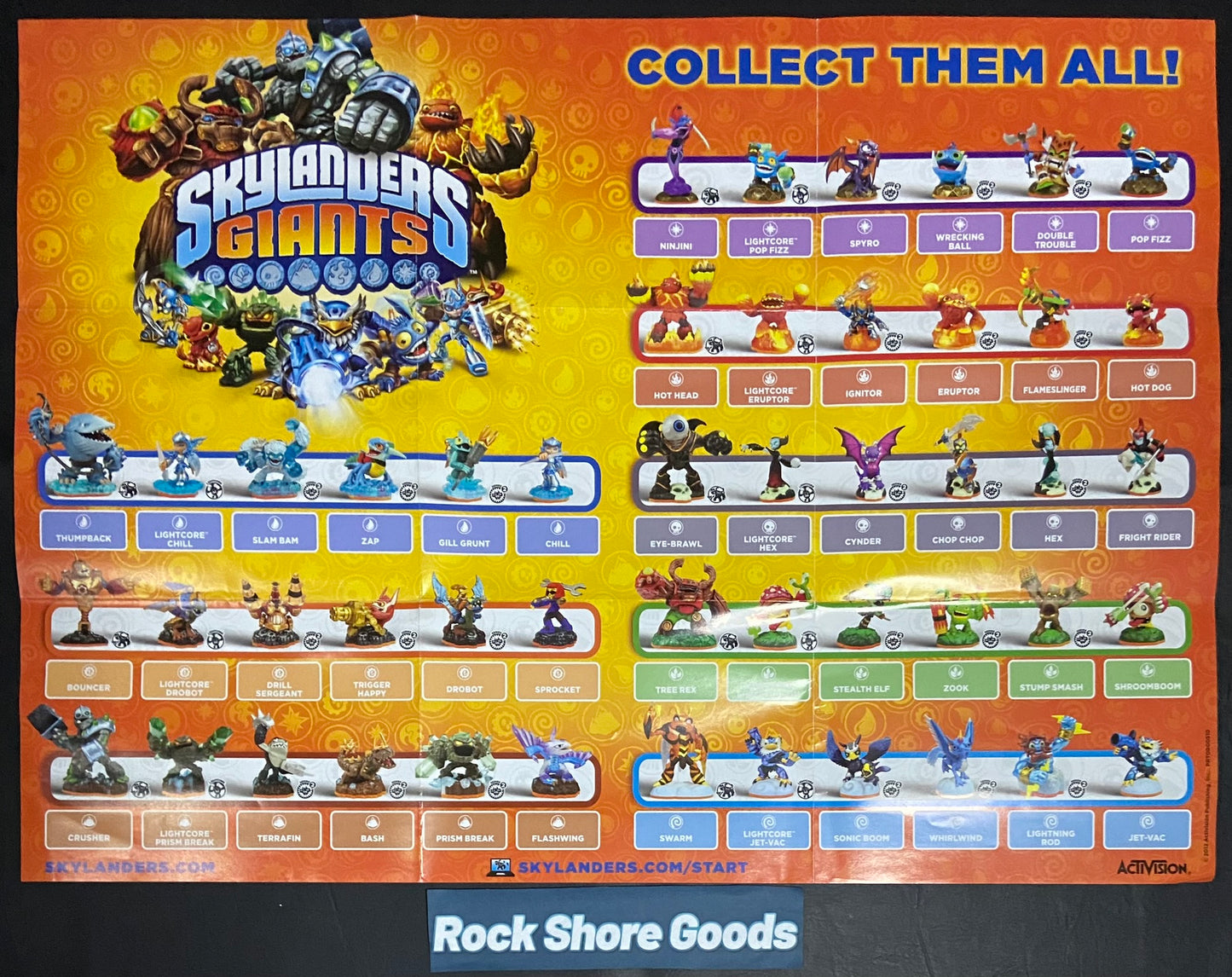 Skylanders GIANTS Game Poster | Figure Checklist | 15" x 21"